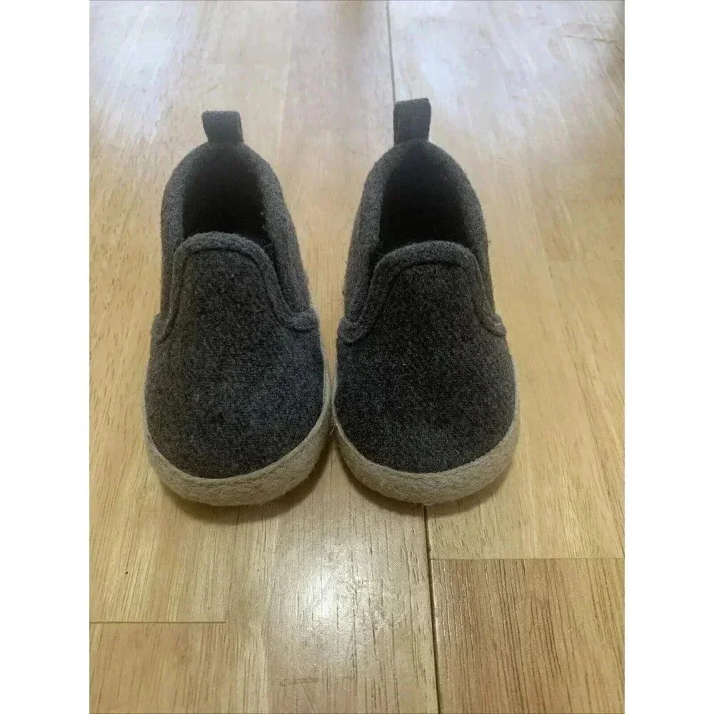 Unisex Soft Canvas Slip On‎ Shoes for Baby Size 1 Dark Grey